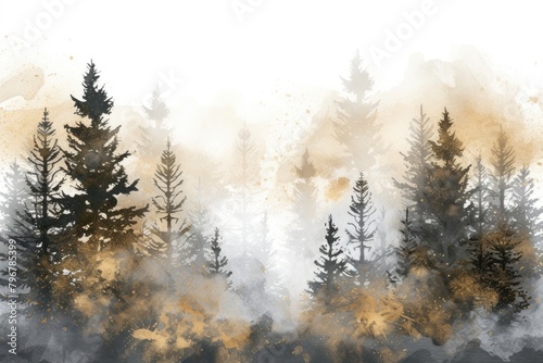 Forest watercolor background backgrounds outdoors nature #796785399