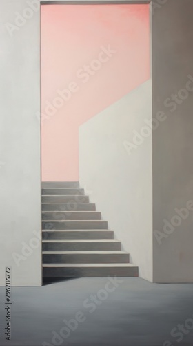 Minimal space gallery architecture staircase handrail