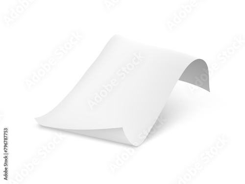 Clear White Paper Sheet Flying Isolated On White