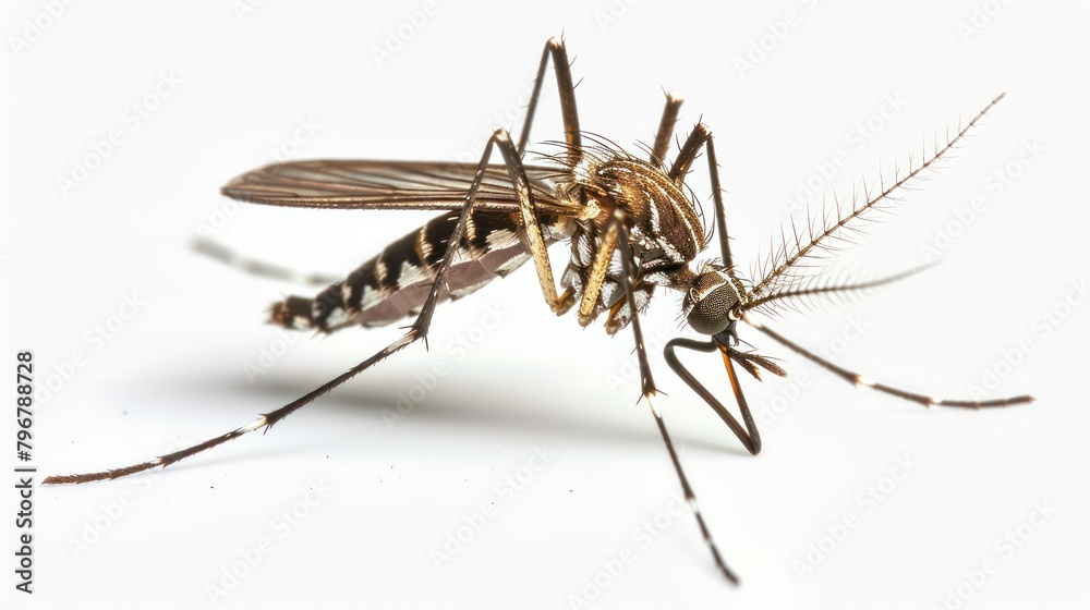Dengue fever mosquito insect isolated on plain white background. Dengue fever mosquito insect isolated on plain white background.