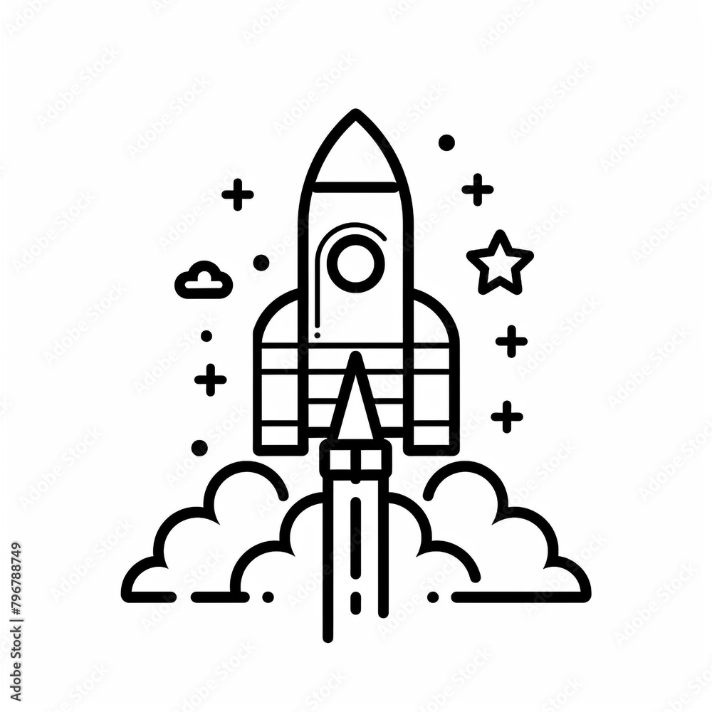 Outline icon of space exploration. Minimal black line. Isolated on white background. Outline icon of space exploration. Minimal black line. Isolated on white background.