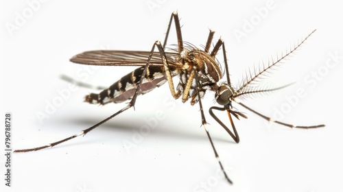Dengue fever mosquito insect isolated on plain white background.