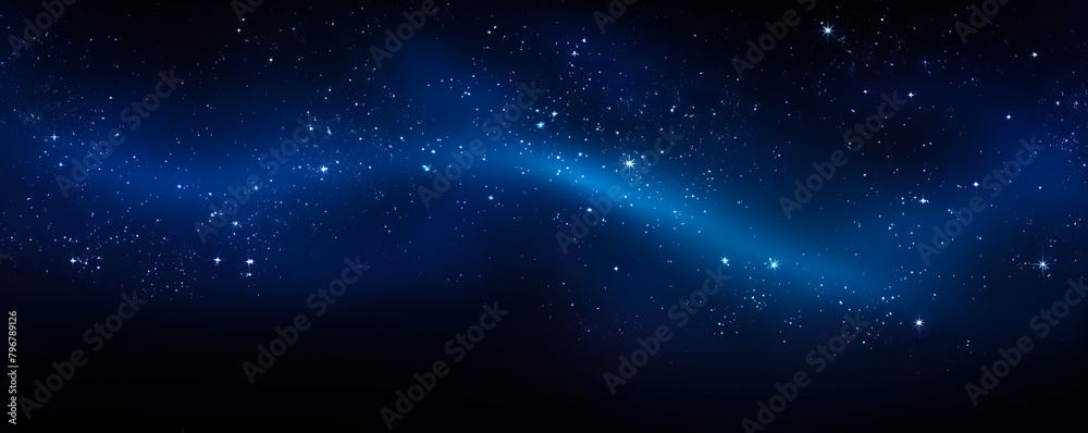 Fototapeta premium Galaxy, pure dark blue space background, several stars in the sky