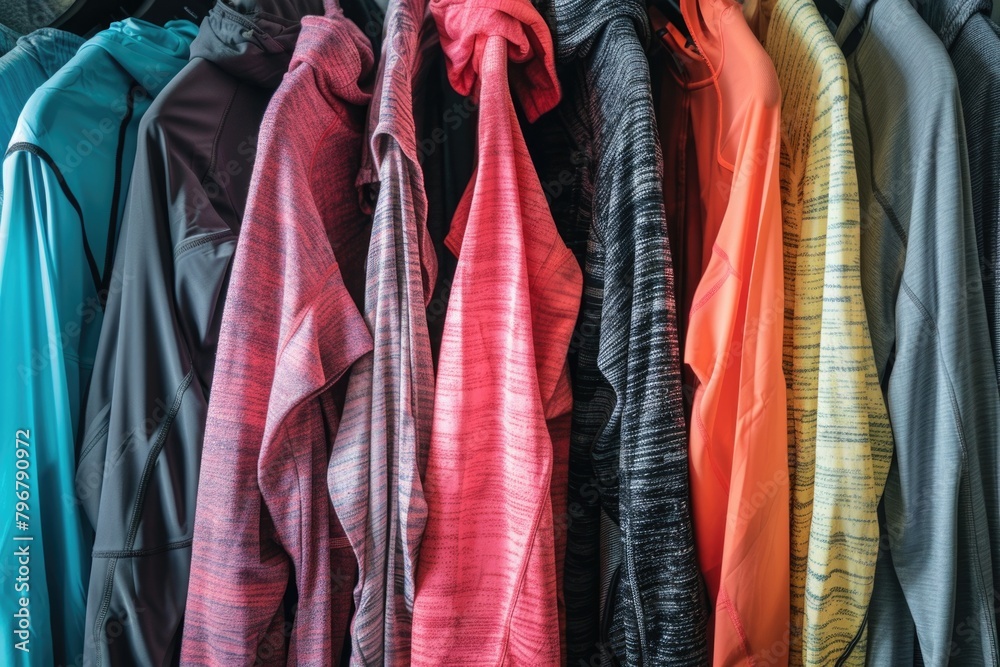 Athletic Clothes. Fitness Activewear Concept for Running and Gym Workouts Athletic Clothes. Fitness Activewear Concept for Running and Gym Workouts