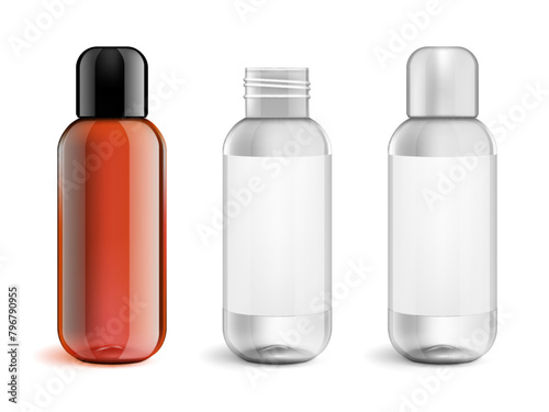 3D Plastic Cosmetic Bottle With Black Cap