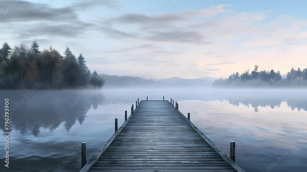 Simple illustration of empty wooden pier Simple illustration of empty wooden pier