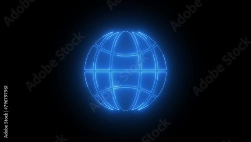 Animated stellite linear icon. Rotating around globe. Seamless loop 4k motion graphics animation photo