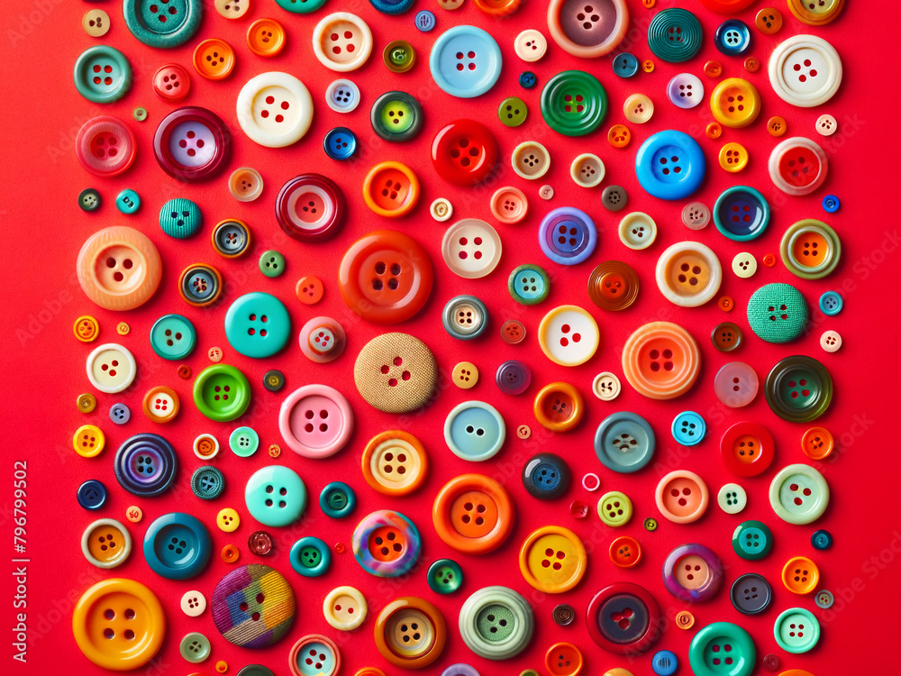 pattern of various buttons on a red background pattern of various buttons on a red background