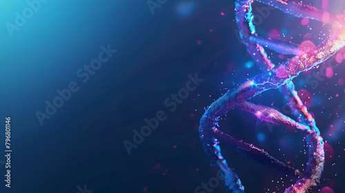 3D DNA strand with genetic ethics. Working in a genetic research facility and icon of genetic testing ad. banner for website