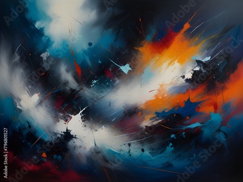 Captivating Chaos: Abstract Painting Depicting Tumultuous Upheaval and Harmonious Discord Generative AI