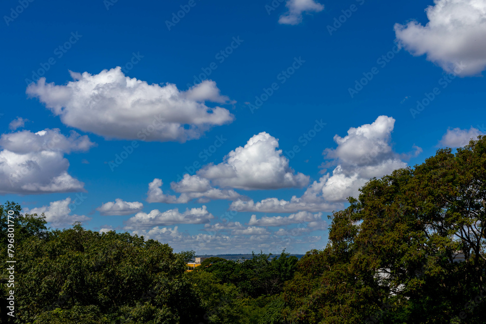 Beautiful landscape with blue sky and white clouds. Horizon line Beautiful landscape with blue sky and white clouds. Horizon line
