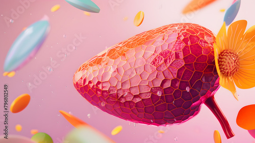 3D liver with community responsibility. Performing various tasks in a pharmaceutical company and symbol of wellness ad. banner for website photo
