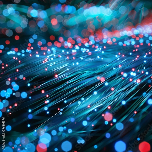 Dive into the world of network information technology with this abstract representation. Featuring intricate patterns resembling fiber optic cables