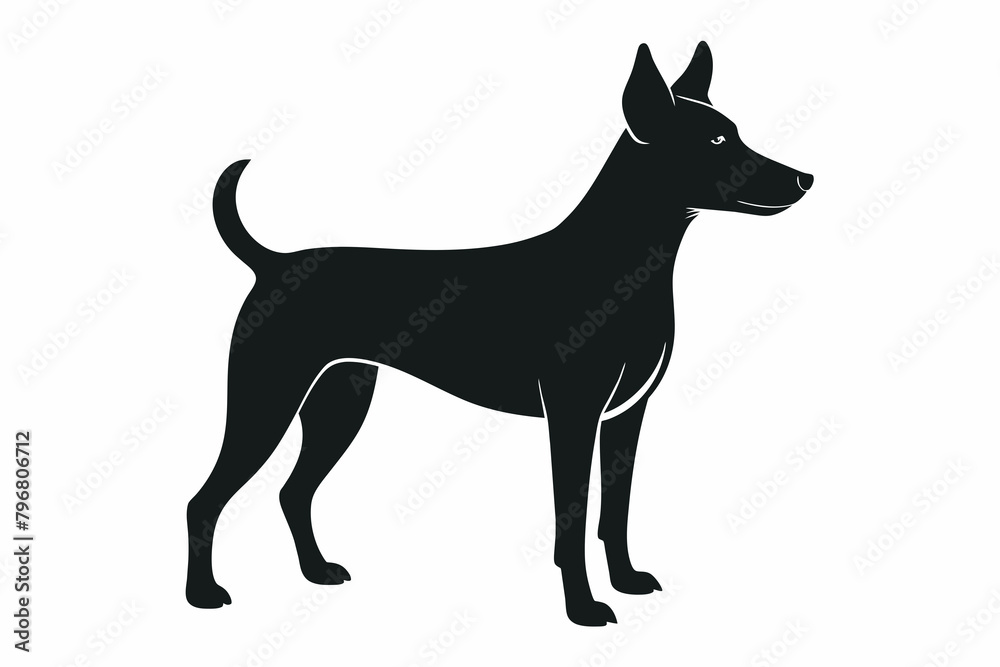black dog silhouette vector illustration on white background black dog silhouette vector illustration on white background