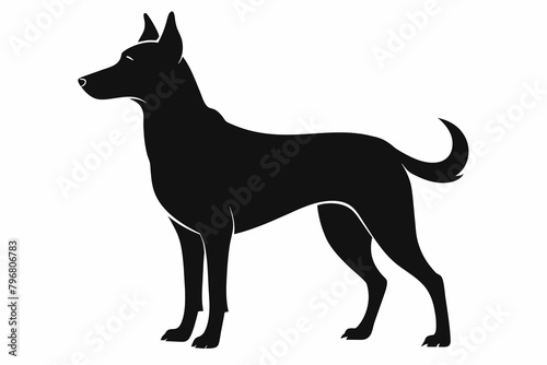black dog silhouette vector illustration on white background