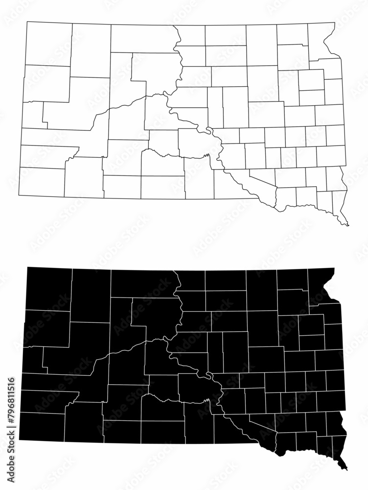 Fototapeta premium South Dakota administrative maps