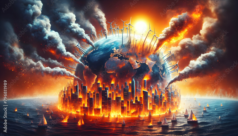 Global Warming's Impact: Photo Real Representation of Heatwave Hazards, a Stark Reminder of Increasing Heatwaves and Their Toll on Human Health and Ecosystems Global Warming's Impact: Photo Real Representation of Heatwave Hazards, a Stark Reminder of Increasing Heatwaves and Their Toll on Human Health and Ecosystems