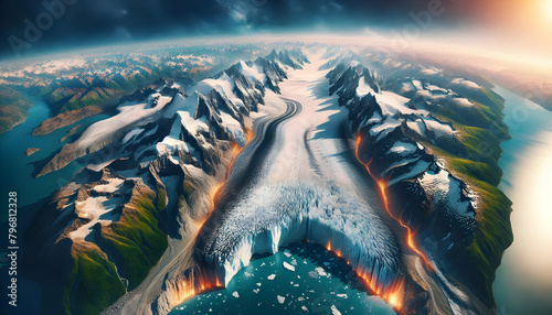 Global Warming Meltdown: Photo Real Imagery Capturing Glacial Melting Points Due to Carbon Emissions photo