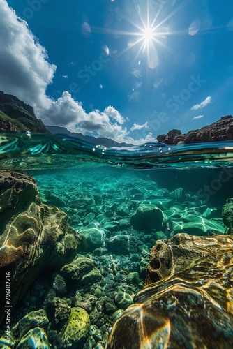 Underwater Seascape with Sunburst