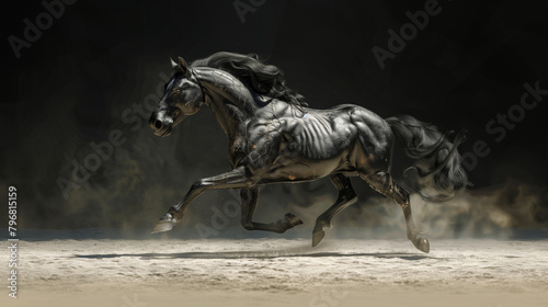 Black Horse Running at Night