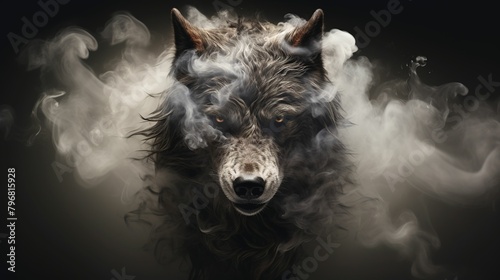 Swirling smoke in to the wolfs head UHD wallpaper photo