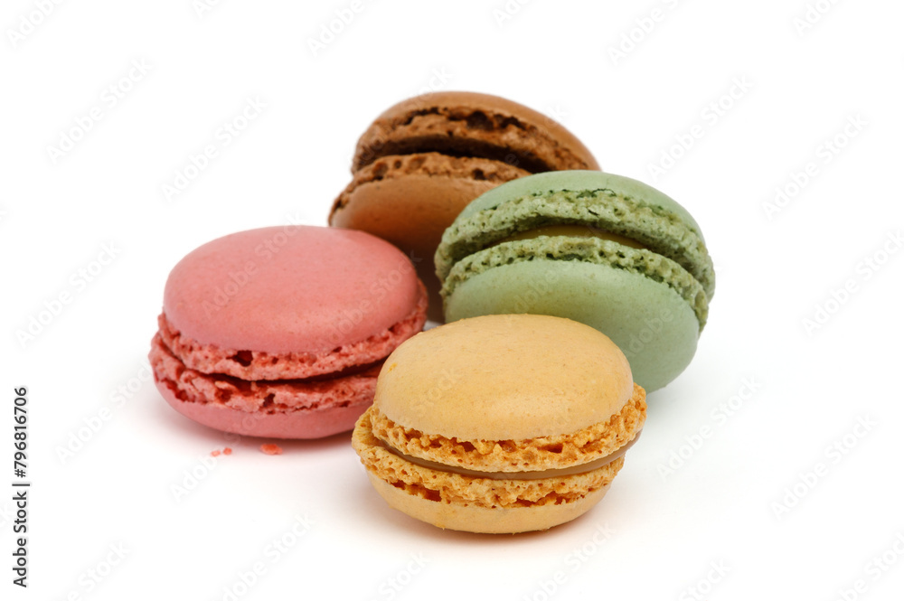 Variations of colorful macaroons isolated on white background Variations of colorful macaroons isolated on white background