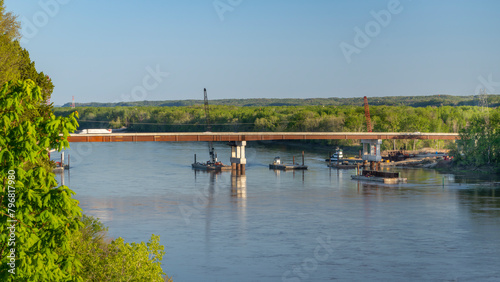 new bridge still under construction over the Missouri River near Rocheport in Missouri as seen from Katy Trail photo