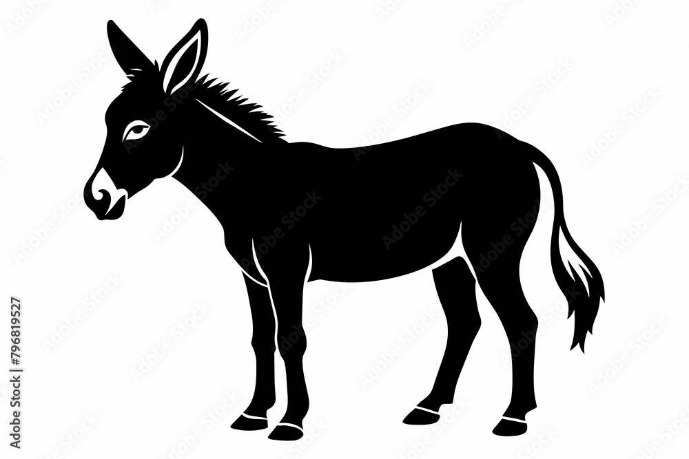 Fototapeta premium black donkey silhouette vector illustration on white background