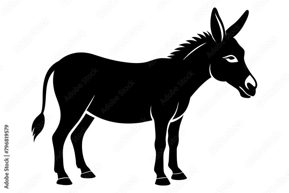 Fototapeta premium black donkey silhouette vector illustration on white background