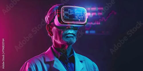 Futuristic Doctor Exploring Virtual Reality for Elderly Healthcare Innovation photo