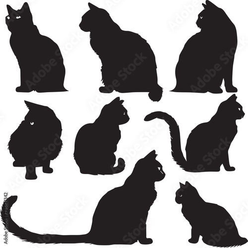 set of cats silhouettes