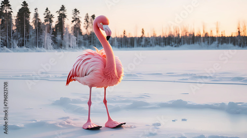 Meet Frosty the Flamingo. 🦩 Just touched down in Finland and let me tell you, it's no beach vacation. Swapped my feathers for a puffy parka and traded sand for snow. Who knew snow boots came in flami photo