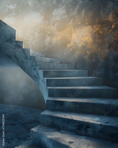 Staircase of Half-Baked Schemes Transforming into a Launching Pad for Innovation,Each Abandoned Idea a Stepping Stone on the Path to Groundbreaking photo