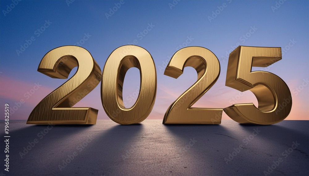 2025 golden symbol on a sky background, illustration. 2025 golden symbol on a sky background, illustration.