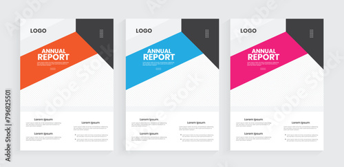 A4 annual report book cover design. Brochure document cover design template. Company flyer, leaflet, or booklet cover page design. Vertical corporate planning layout.