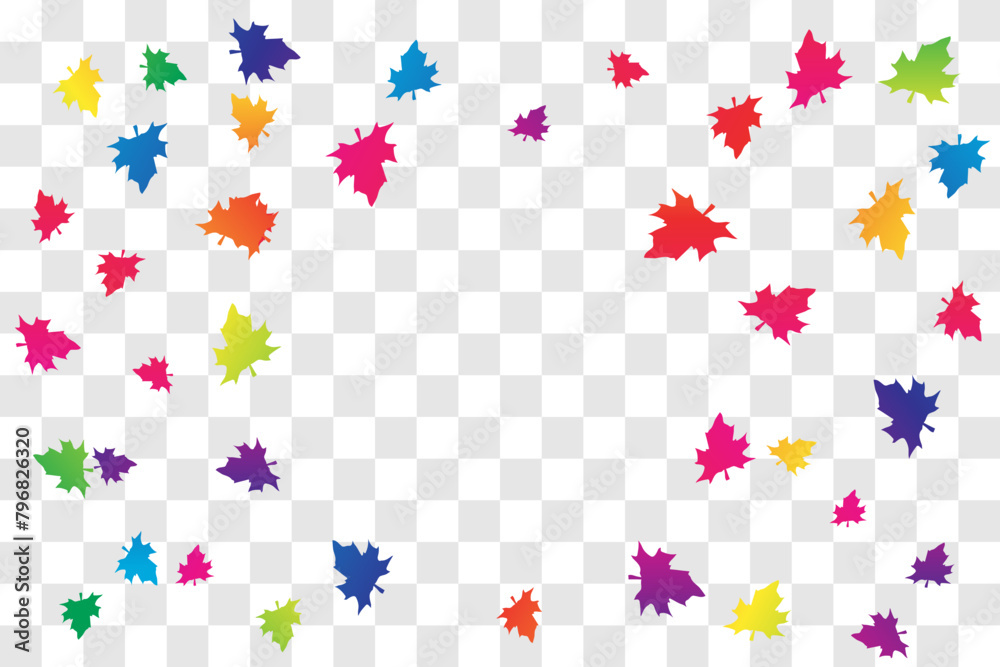 Colorful Many Falling Maple Leaves isolated On Transparent Background. Autumn. Vector Illustration. Spring Banner. Wallpaper Colorful Many Falling Maple Leaves isolated On Transparent Background. Autumn. Vector Illustration. Spring Banner. Wallpaper