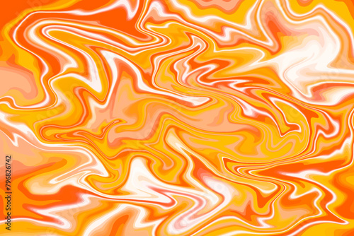 Orange Marble Ink Texture Abstract Background. Summer And Spring Banner. Vector Illustration