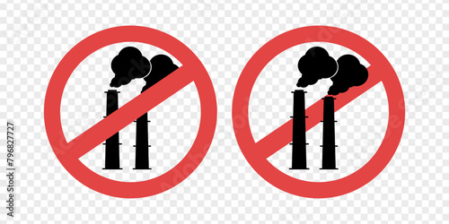No carbon dioxide emissions. Factory emissions ban. co2 pollution ban prohibit 