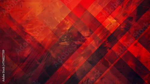 Craft an image of crimson geometry with an abstract background adorned by striking red geometric stripes photo