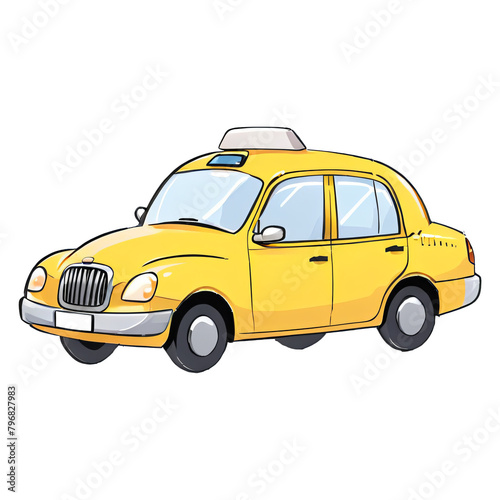 Taxi Hand Drawn Cartoon Style Illustration