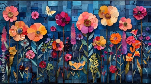 Create a vibrant garden scene using watercolors to paint a soft background of blooming wildflowers, then layer with acrylics for detailed, vivid foreground elements like butterflies and bees