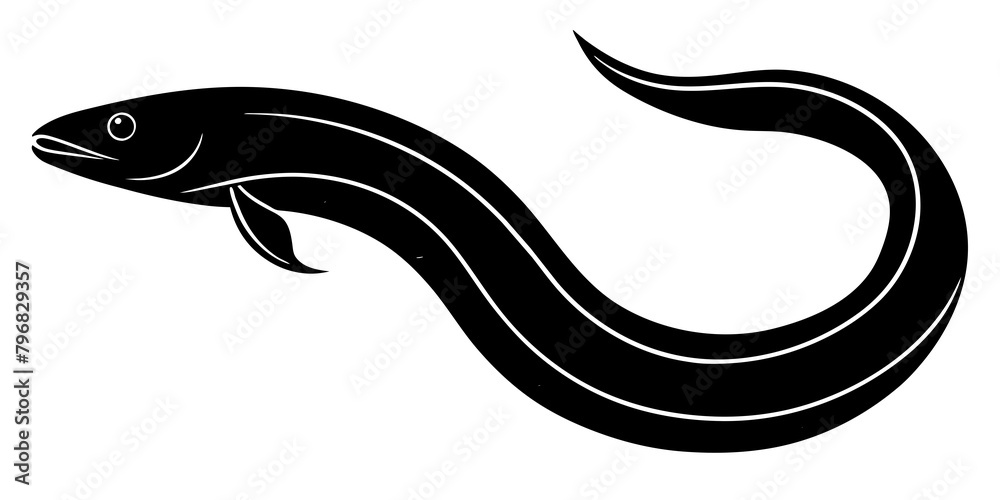 Eel silhouette vector illustration isolated on a white background Eel silhouette vector illustration isolated on a white background