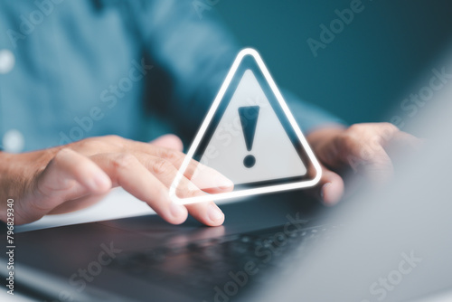 System warning on hacked alert, cyberattack in computer network. Cybersecurity vulnerability, data breach illegal connection, compromised information concept. Malicious software, virus and cybercrime.