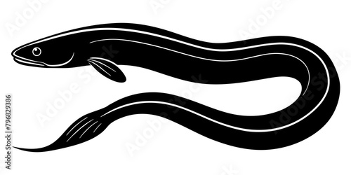 Eel silhouette vector illustration isolated on a white background 