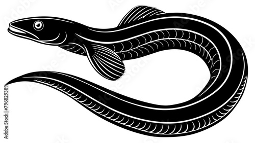 Eel silhouette vector illustration isolated on a white background 