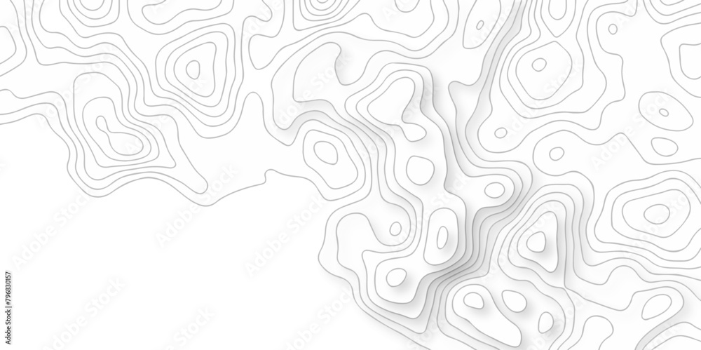 Vector geography landscape Topo contour map on white background, Topographic contour lines. Seamless pattern with lines Topographic map. Geographic mountain relief diagram line wave carve pattern.