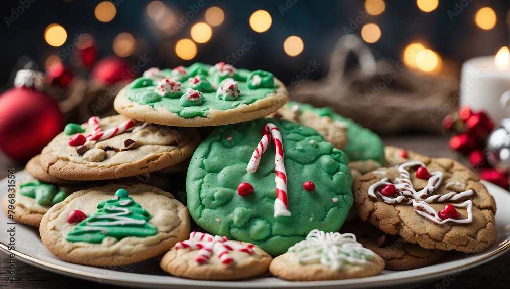 christmas cookies on a wooden table