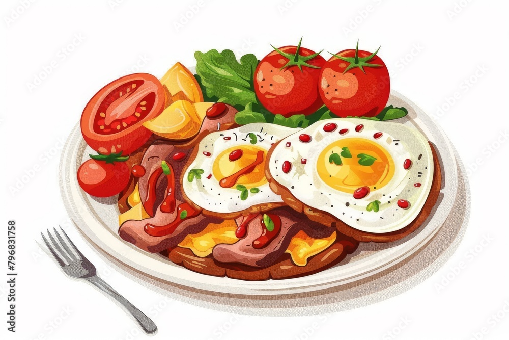 complete english breakfast on white background complete english breakfast on white background