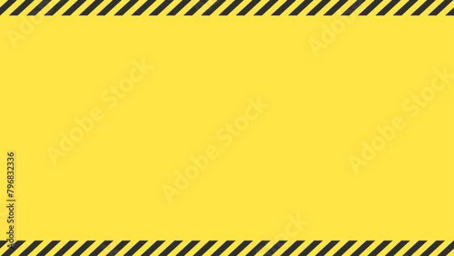 黄色の背景に黒のストライプのシンプルなフレーム - 警告･危険･防災のイメージ素材 - 16:9
