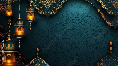 Islamic lantern background for muslim celebration day greetings